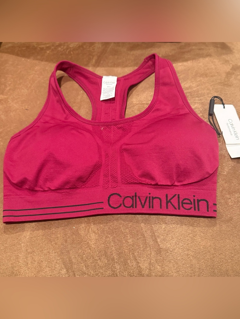 Calvin Klein Fuchsia Seamless Racerback Sports Bra